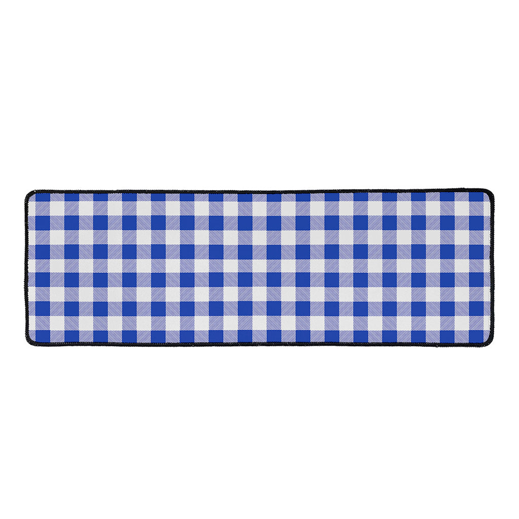 Blue And White Buffalo Check Print Long Kitchen Mat