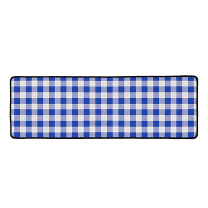 Blue And White Buffalo Check Print Long Kitchen Mat