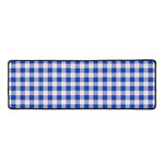 Blue And White Buffalo Check Print Long Kitchen Mat