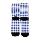 Blue And White Buffalo Check Print Long Socks