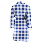 Blue And White Buffalo Check Print Men's Bathrobe