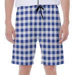 Blue And White Buffalo Check Print Men's Beach Shorts