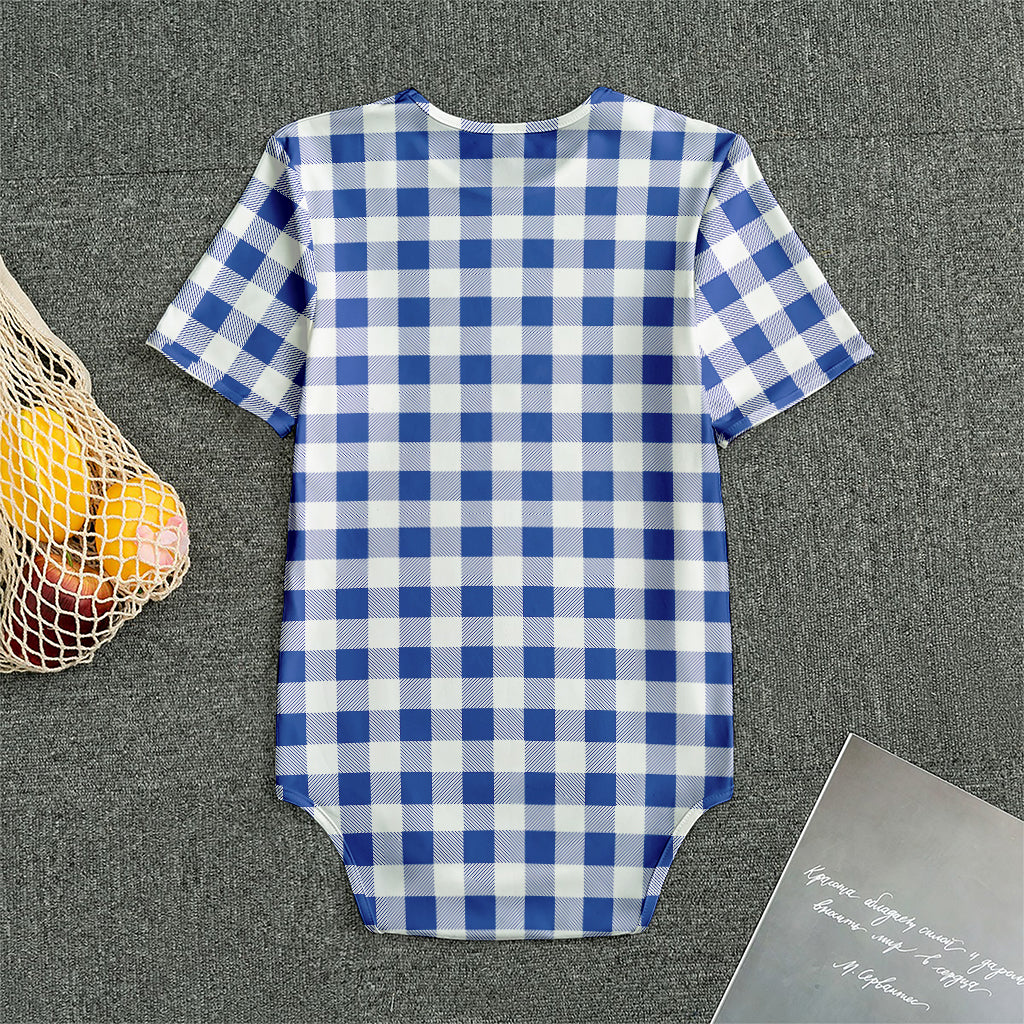 Blue And White Buffalo Check Print Men's Bodysuit