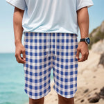 Blue And White Buffalo Check Print Men's Cargo Shorts