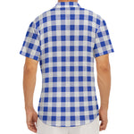 Blue And White Buffalo Check Print Men's Deep V-Neck Shirt