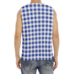 Blue And White Buffalo Check Print Men's Fitness Tank Top