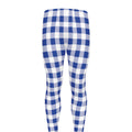 Blue And White Buffalo Check Print Men's Leggings