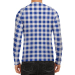Blue And White Buffalo Check Print Men's Long Sleeve Rash Guard