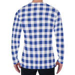 Blue And White Buffalo Check Print Men's Long Sleeve T-Shirt