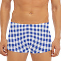 Blue And White Buffalo Check Print Men's Short Boxer Briefs