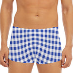 Blue And White Buffalo Check Print Men's Short Boxer Briefs