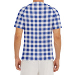 Blue And White Buffalo Check Print Men's Short Sleeve Rash Guard
