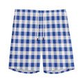 Blue And White Buffalo Check Print Men's Athletic Shorts