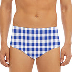 Blue And White Buffalo Check Print Men's Triangle Swim Briefs