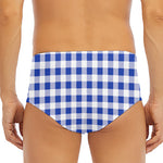 Blue And White Buffalo Check Print Men's Triangle Swim Briefs