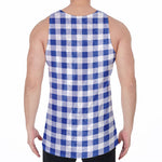 Blue And White Buffalo Check Print Men's Velvet Tank Top