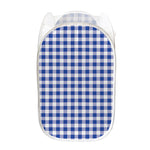 Blue And White Buffalo Check Print Mesh Laundry Hamper