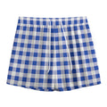 Blue And White Buffalo Check Print Mesh Shorts