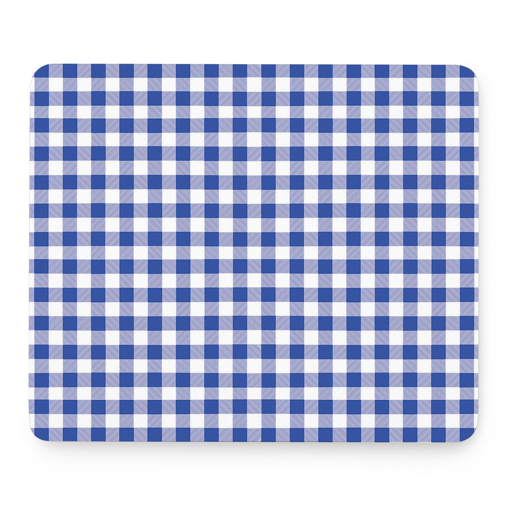 Blue And White Buffalo Check Print Mouse Pad