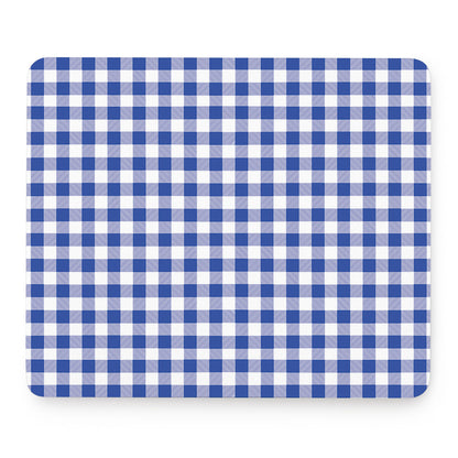 Blue And White Buffalo Check Print Mouse Pad