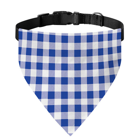Blue And White Buffalo Check Print Over The Collar Dog Bandana