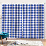 Blue And White Buffalo Check Print Pencil Pleat Curtains