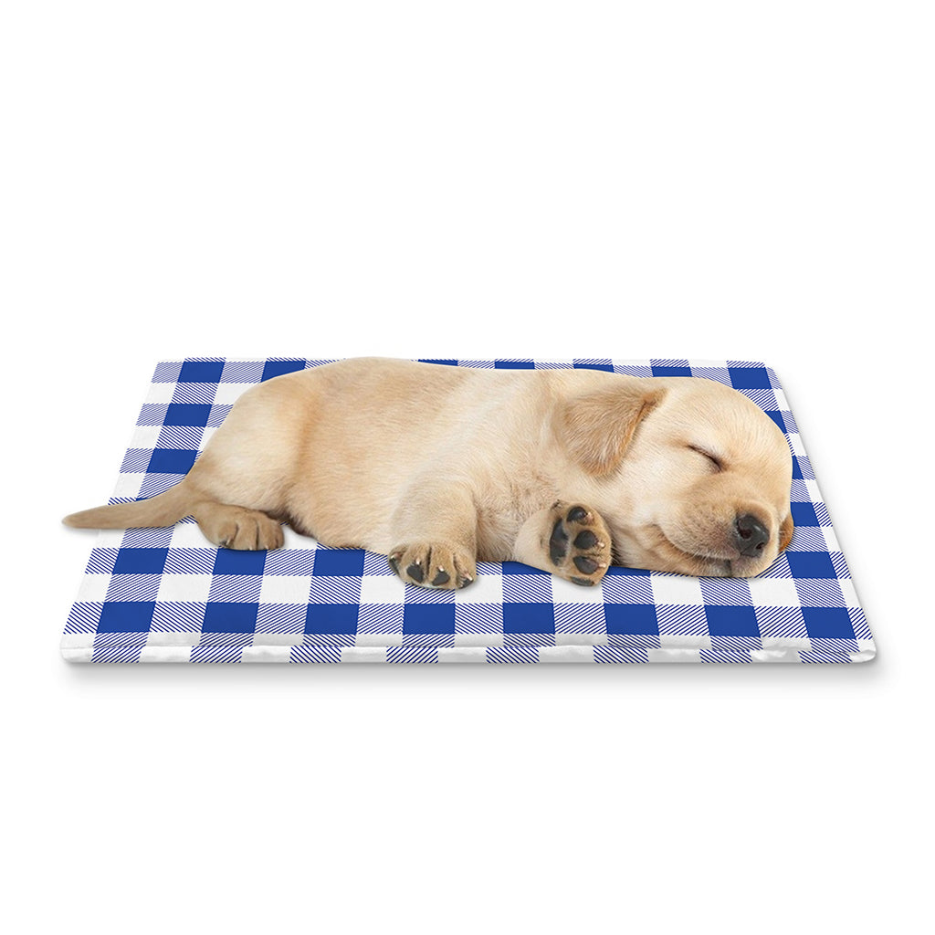 Blue And White Buffalo Check Print Pet Cooling Mat Cover