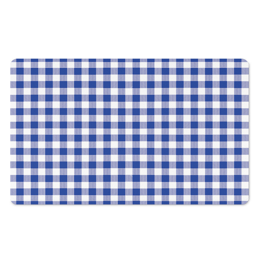 Blue And White Buffalo Check Print Polyester Doormat