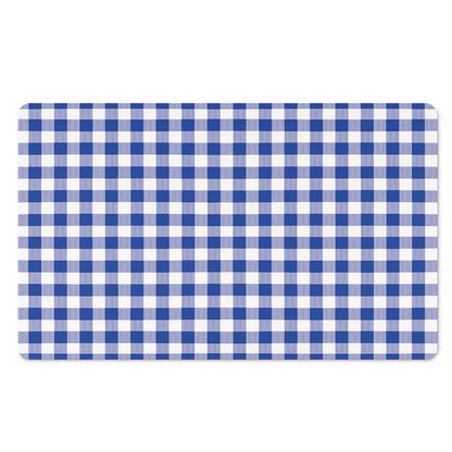 Blue And White Buffalo Check Print Polyester Doormat