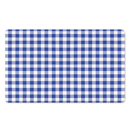 Blue And White Buffalo Check Print Polyester Doormat