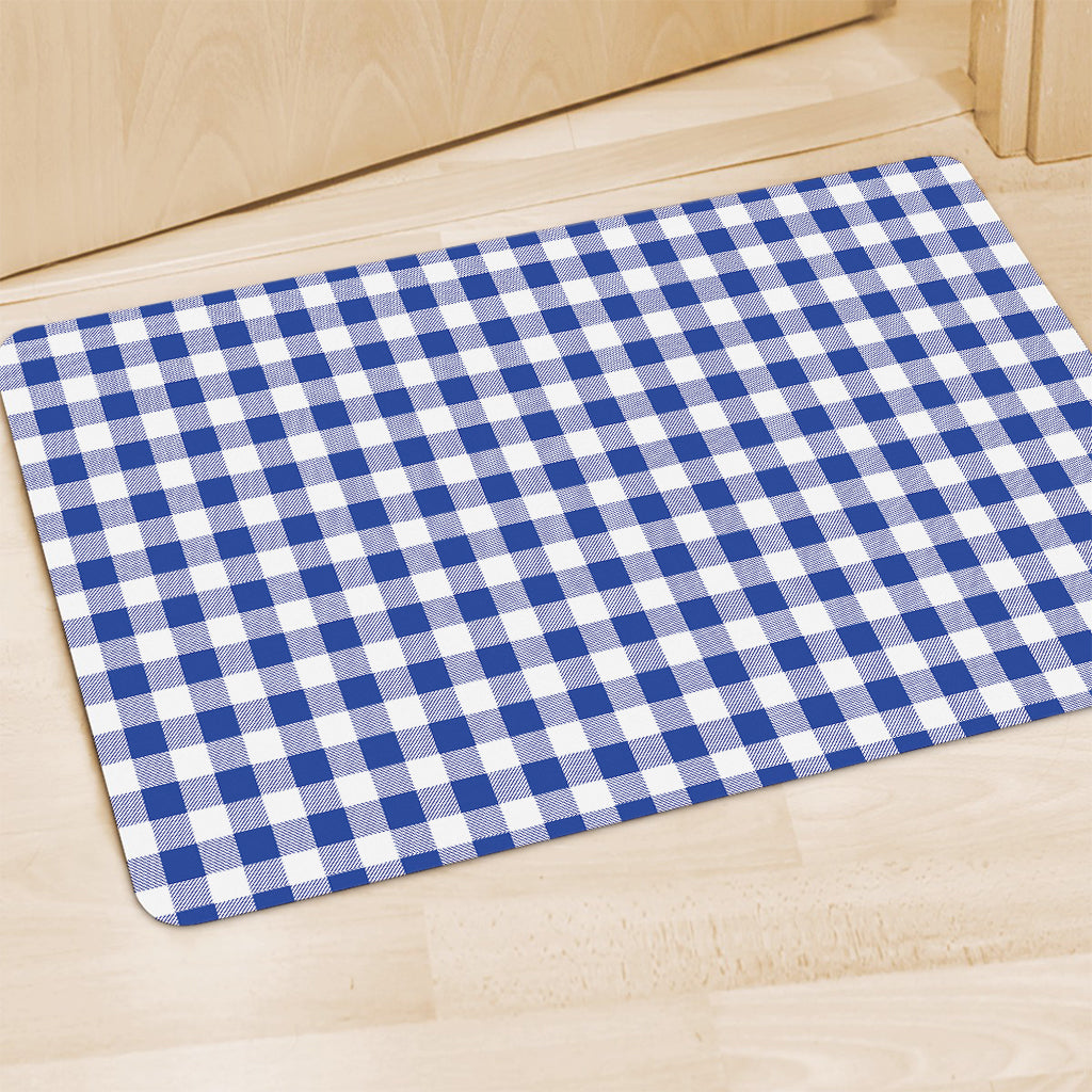 Blue And White Buffalo Check Print Polyester Doormat
