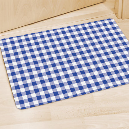 Blue And White Buffalo Check Print Polyester Doormat