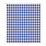 Blue And White Buffalo Check Print Polyester Shower Curtain