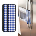 Blue And White Buffalo Check Print Refrigerator Handle Covers