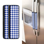 Blue And White Buffalo Check Print Refrigerator Handle Covers