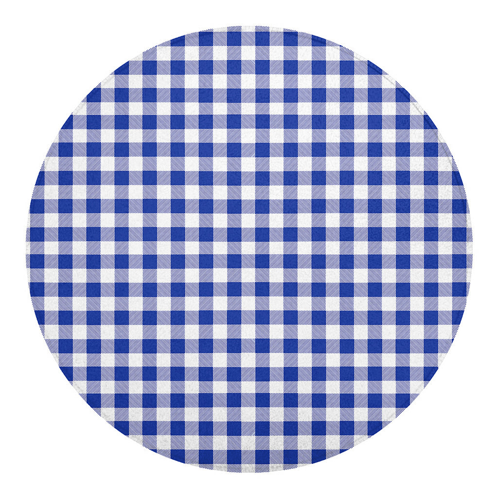 Blue And White Buffalo Check Print Round Blanket