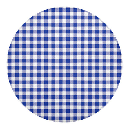 Blue And White Buffalo Check Print Round Blanket