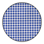 Blue And White Buffalo Check Print Round Floor Mat
