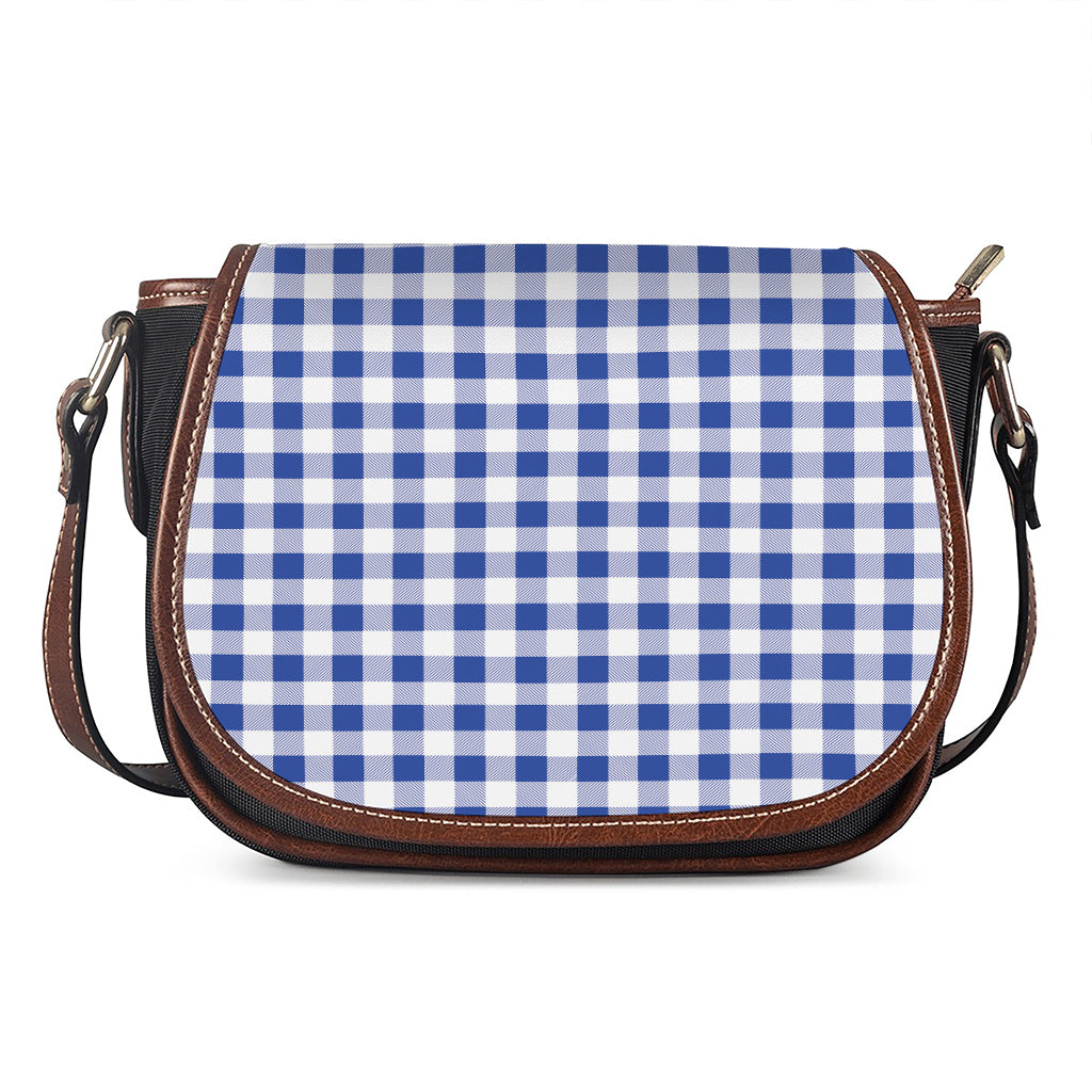 Blue And White Buffalo Check Print Saddle Bag