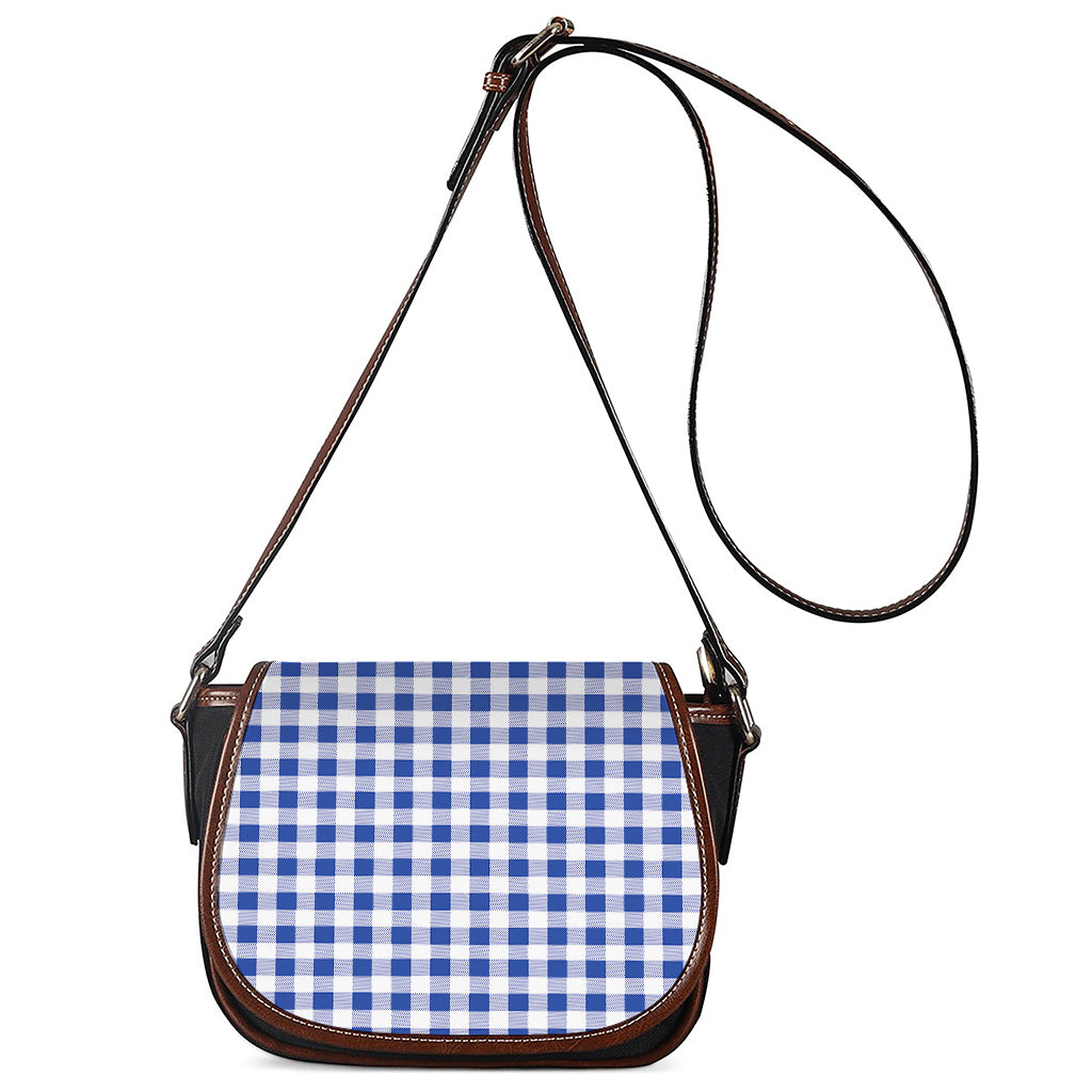 Blue And White Buffalo Check Print Saddle Bag