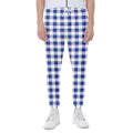 Blue And White Buffalo Check Print Joggers