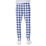 Blue And White Buffalo Check Print Scuba Joggers