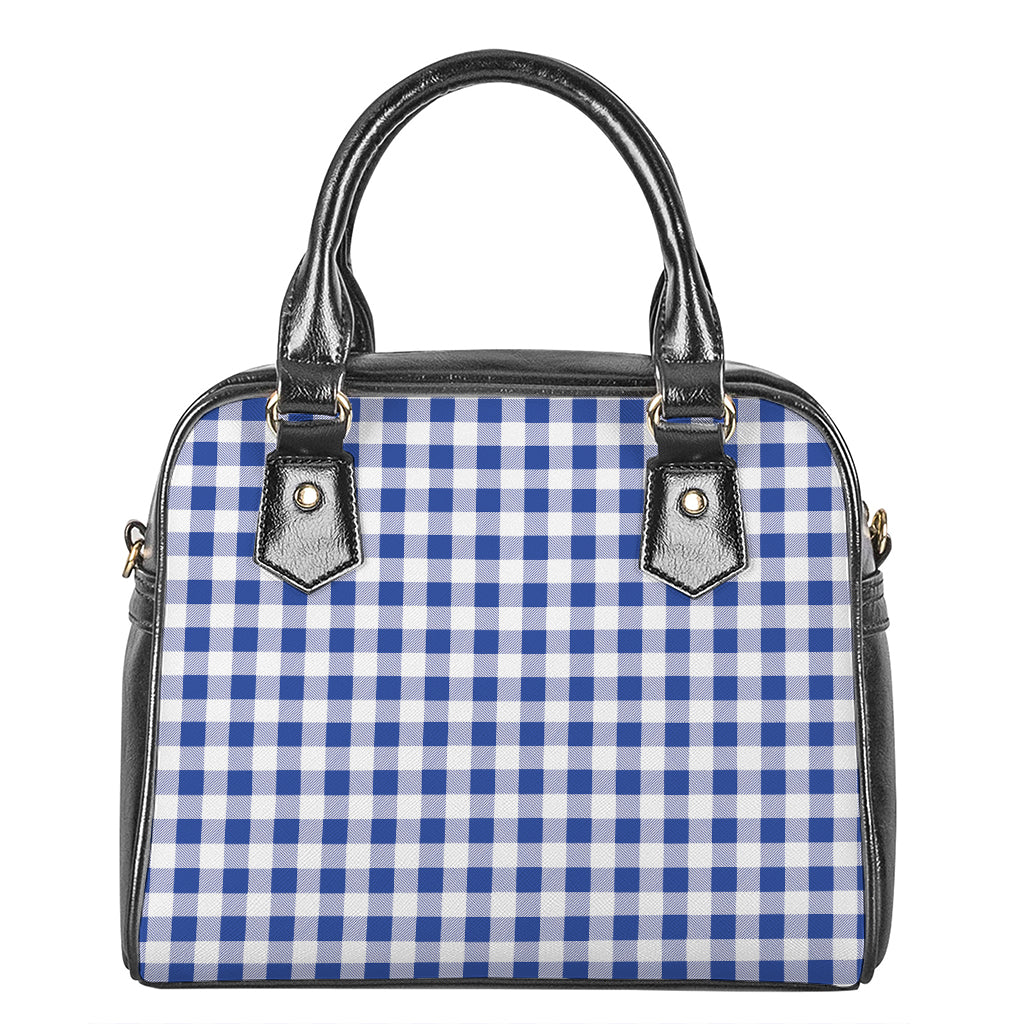 Blue And White Buffalo Check Print Shoulder Handbag