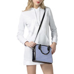 Blue And White Buffalo Check Print Shoulder Handbag