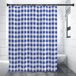 Blue And White Buffalo Check Print Shower Curtain