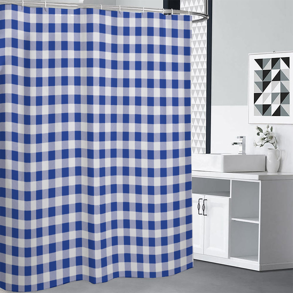 Blue And White Buffalo Check Print Shower Curtain