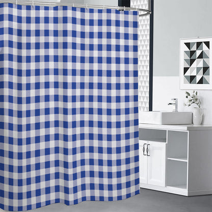 Blue And White Buffalo Check Print Shower Curtain
