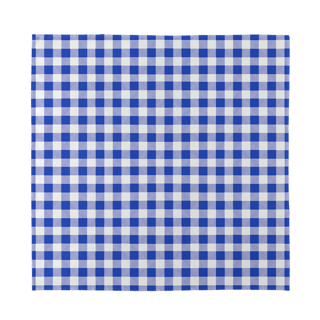 Blue And White Buffalo Check Print Silk Bandana