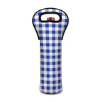 Blue And White Buffalo Check Print Single Neoprene Wine Tote