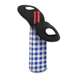 Blue And White Buffalo Check Print Single Neoprene Wine Tote